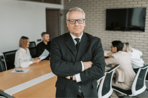 Business meeting with confident leader.